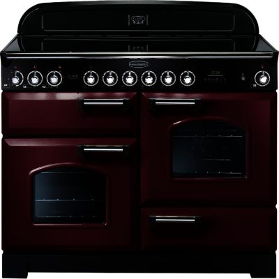 Rangemaster Classic Deluxe 110cm Electric Ceramic 84440 Range Cooker in Cranberry with Chrome Trim and Ceramic Hob Rangemaster Classic Deluxe 110cm Electric Ceramic 84440 Range Cooker in Cranberry with Chrome Trim and Ceramic Hob